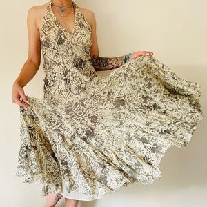 Jones New York 100% silk halter maxi dress fully lined